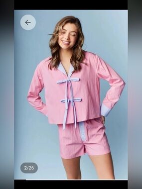Rareraw Pink/Blue Tie Front Top & Short Set